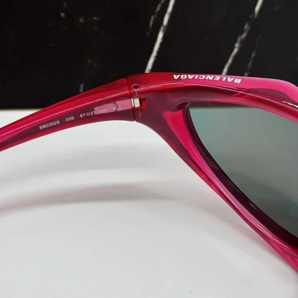 NEW BALENCIAGA SUNGLASSES RED UNISEX BALENCIAGA BB0352S 006 - Picture 7 of 9